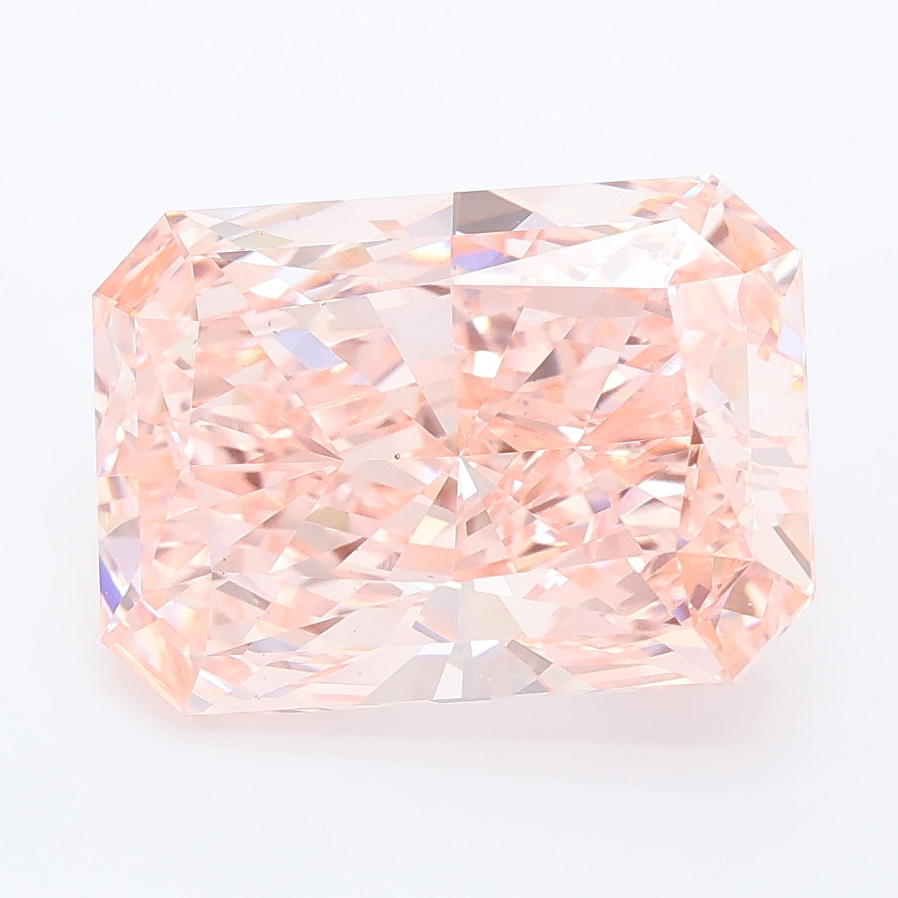 6.07 carat fancy vivid pink radiant lab grown diamond VS1 clarity
