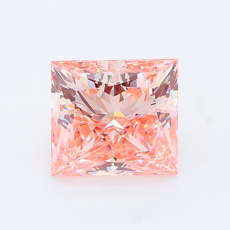 1.72 carat fancy vivid pink princess lab grown diamond VVS2 clarity