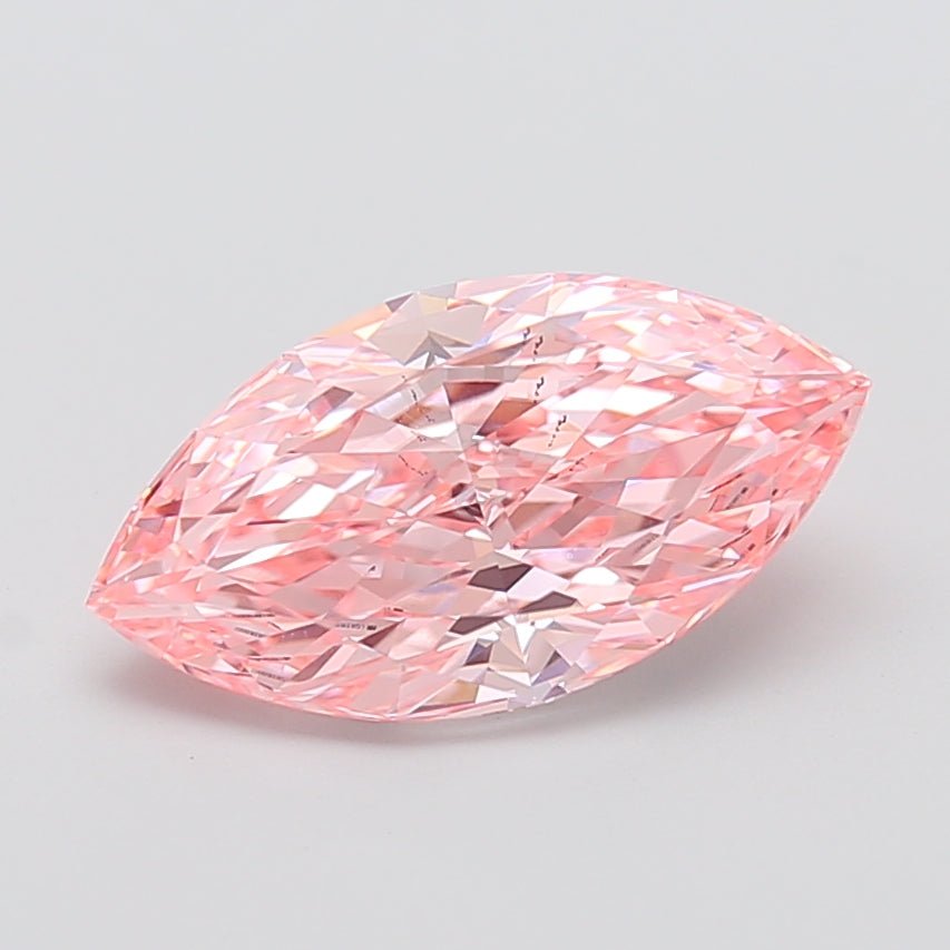 3.82 carat fancy vivid pink marquise lab grown diamond VS2 clarity