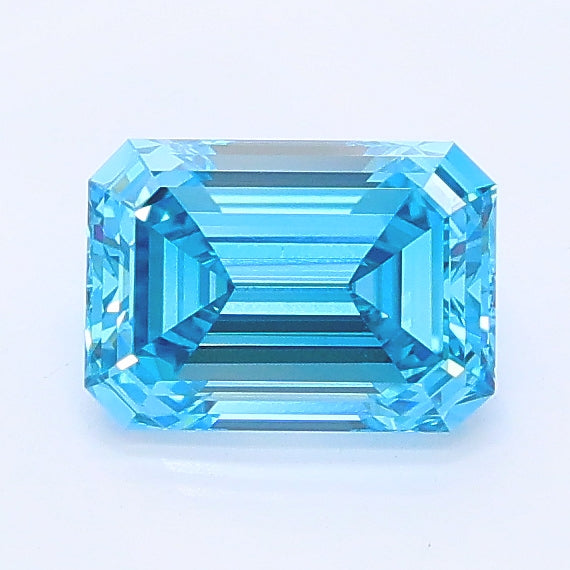 0.94 carat fancy vivid blue emerald lab grown diamond VS1 clarity
