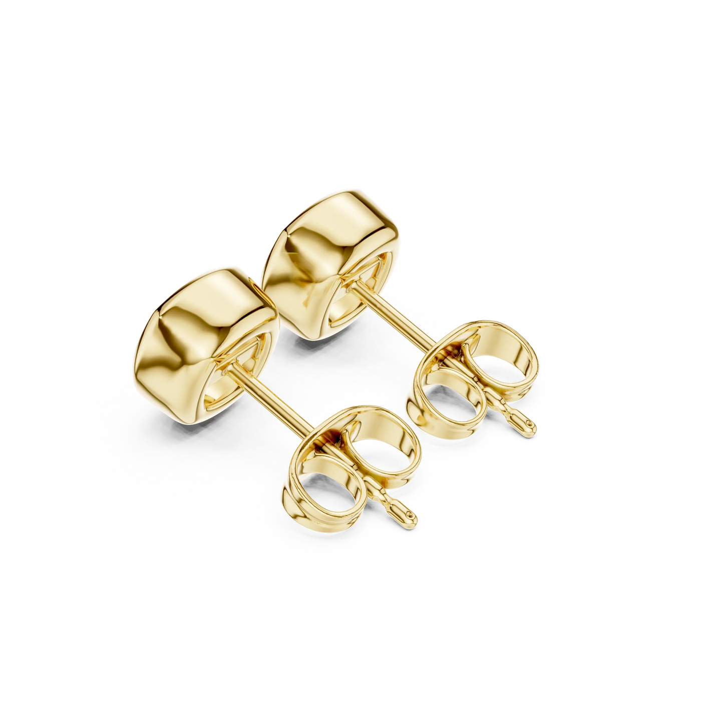 Back-View: Round Diamond Studs with Prong Setting in 14k Yellow Gold - Lab Grown - Driona Jewels