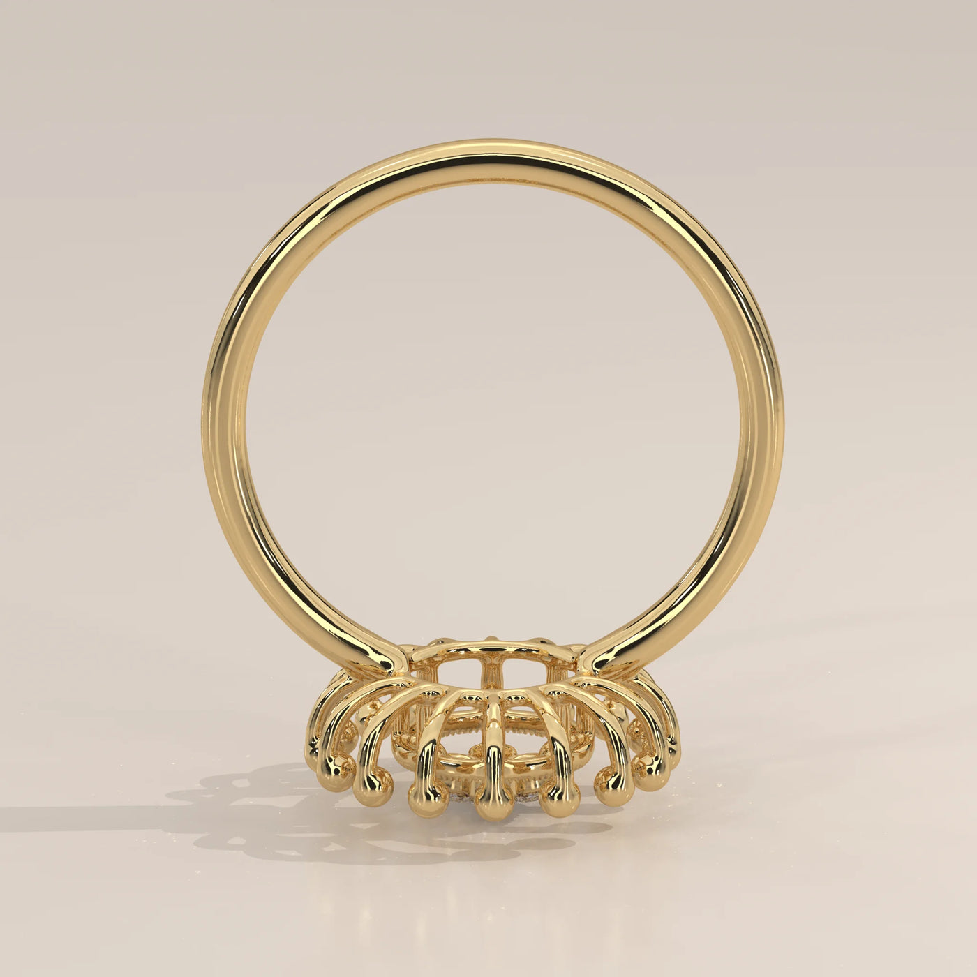 Front View: Round Diamond Statement Ring with Prong Setting in Yellow Gold – Lab Grown – Driona Jewels