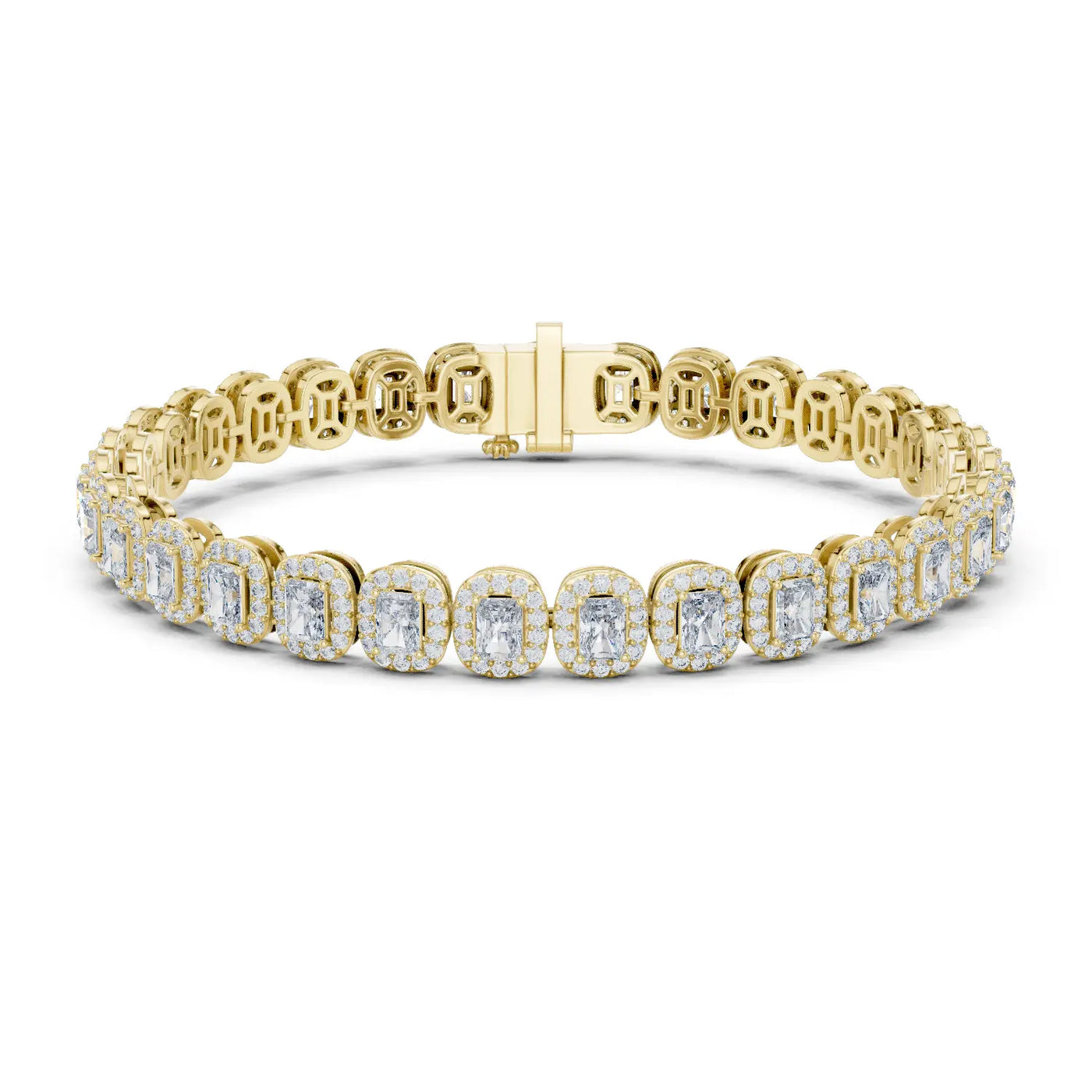 Front View: Oval Diamond Tennis Bracelet with Prong Setting in 14k Yellow Gold - Lab Grown - Driona Jewels