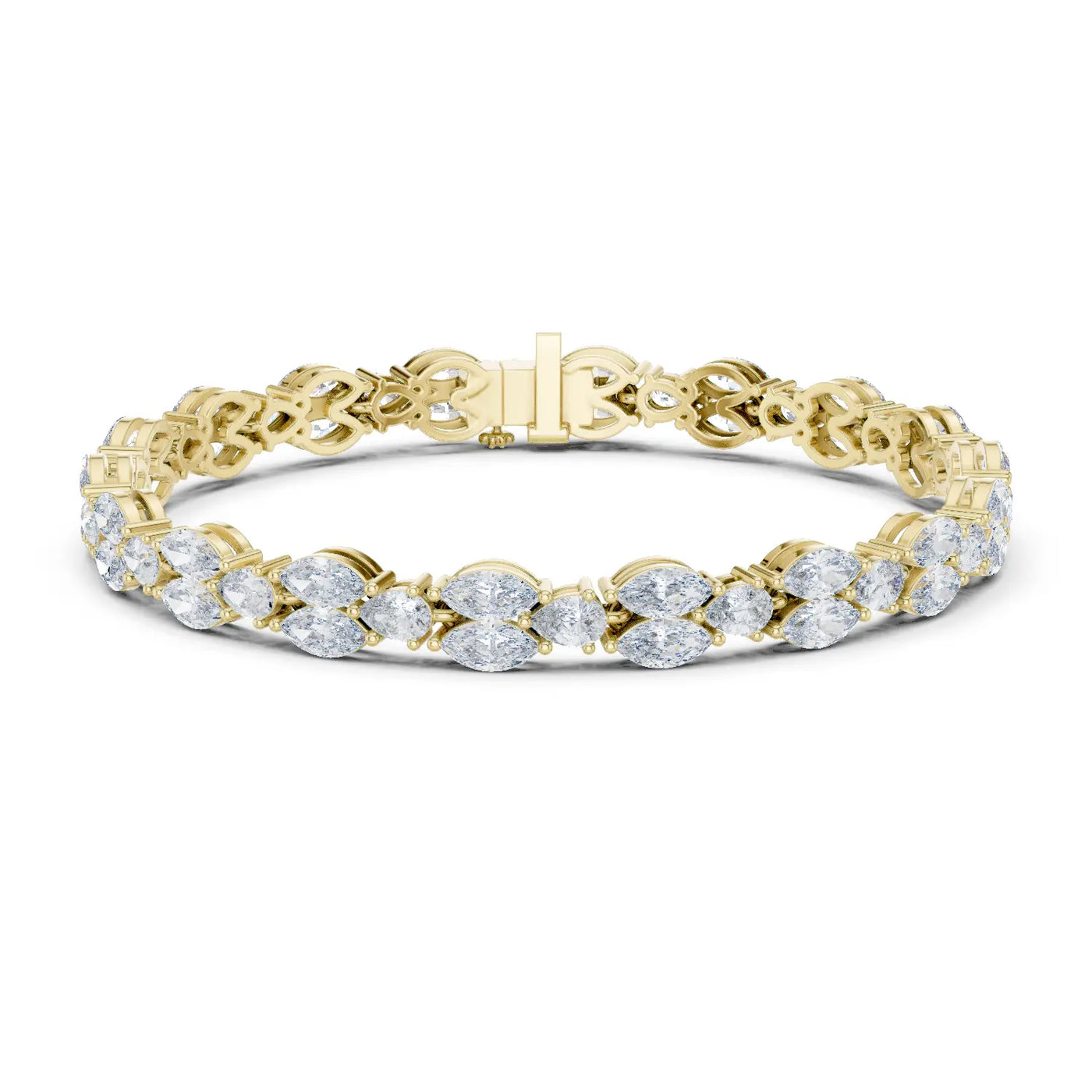 Front View: Oval Diamond Tennis Bracelet with Prong Setting in 14k Yellow Gold - Lab Grown - Driona Jewels