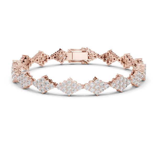 Front View: Round Diamond Tennis Bracelet with Pave Setting in 14k Rose Gold - Lab Grown - Driona Jewels