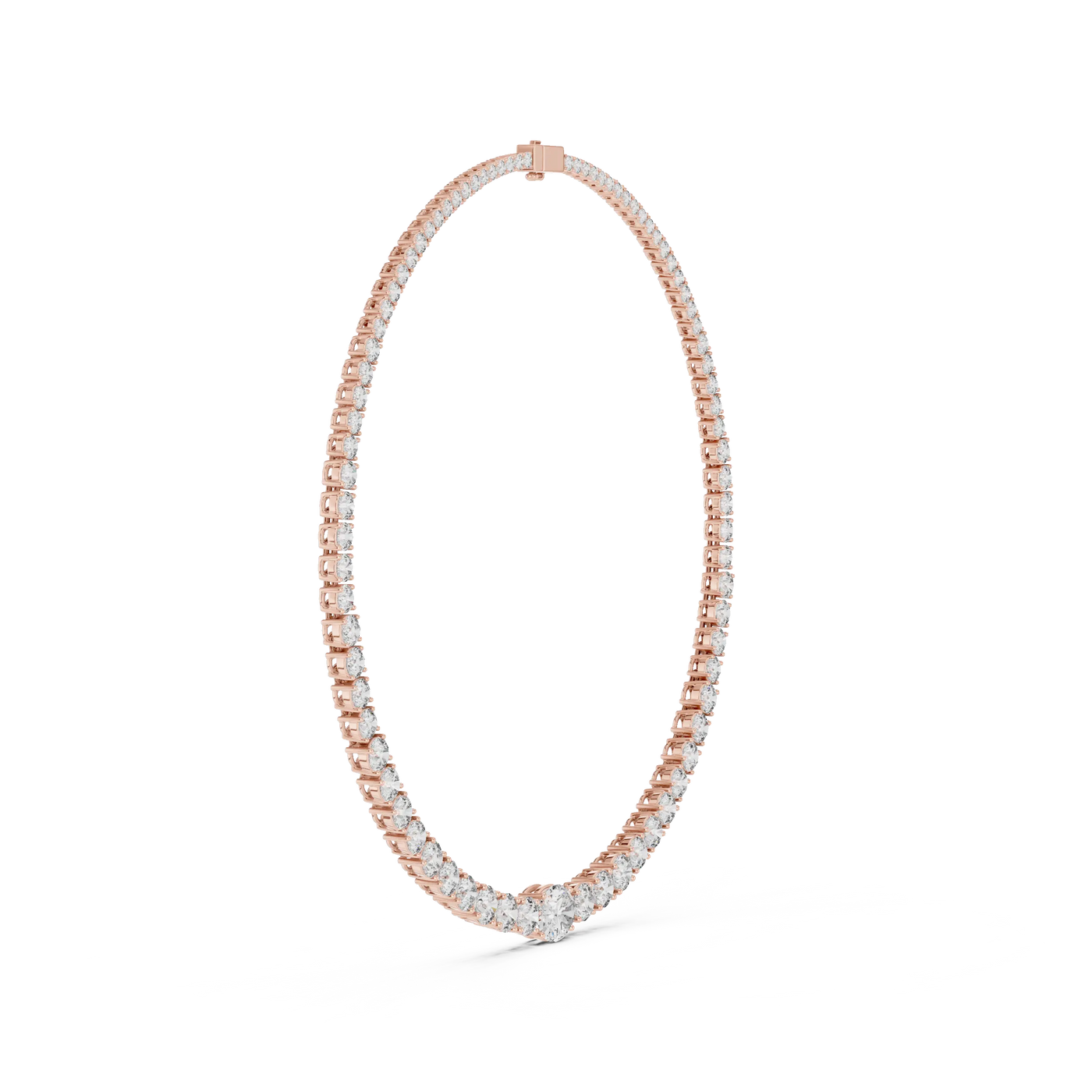 Flat Lay: Round Diamond Tennis Bracelet with Prong Setting in 14k Rose Gold - Lab Grown - Driona Jewels
