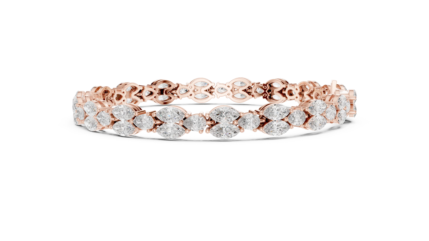 Front View: Round Diamond Tennis Bracelet with Prong Setting in 14k Rose Gold - Lab Grown - Driona Jewels