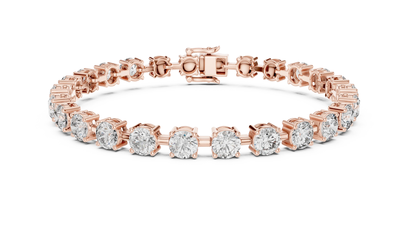Front View: Round Diamond Tennis Bracelet with Prong Setting in 14k Rose Gold - Lab Grown - Driona Jewels