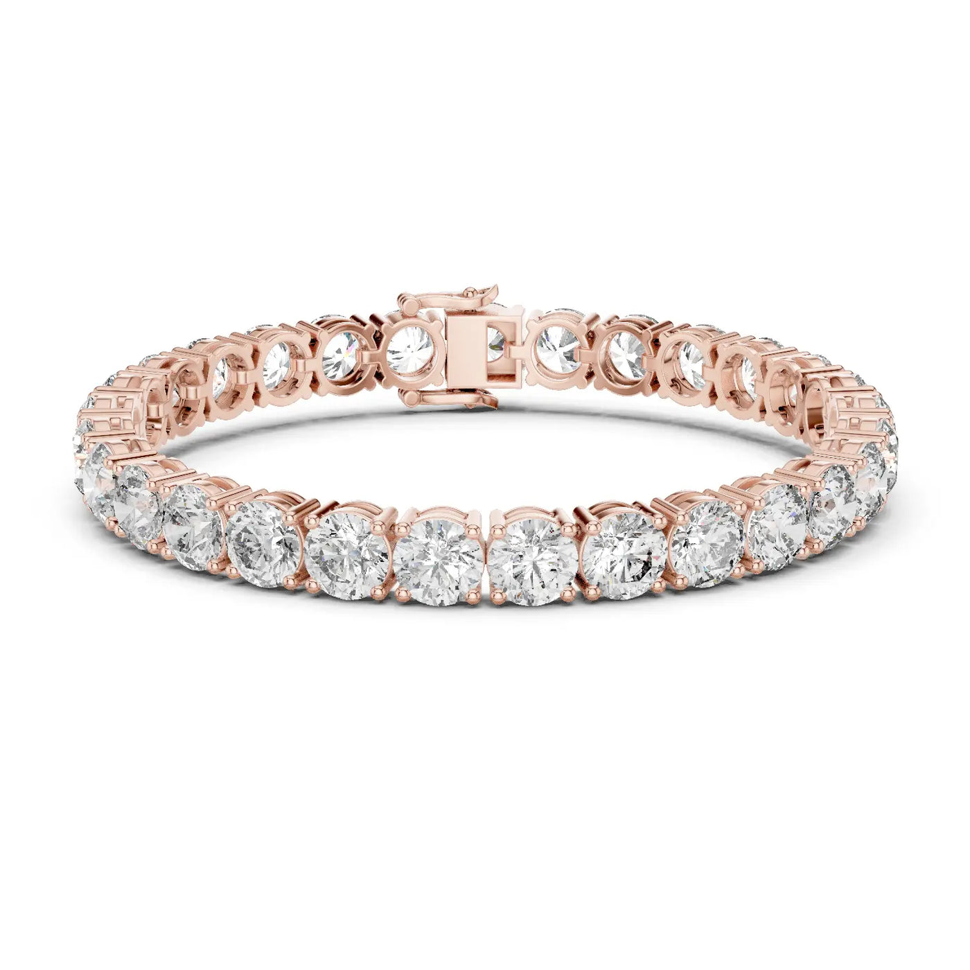 Front View: Round Diamond Tennis Bracelet with Prong Setting in 14k Rose Gold - Lab Grown - Driona Jewels