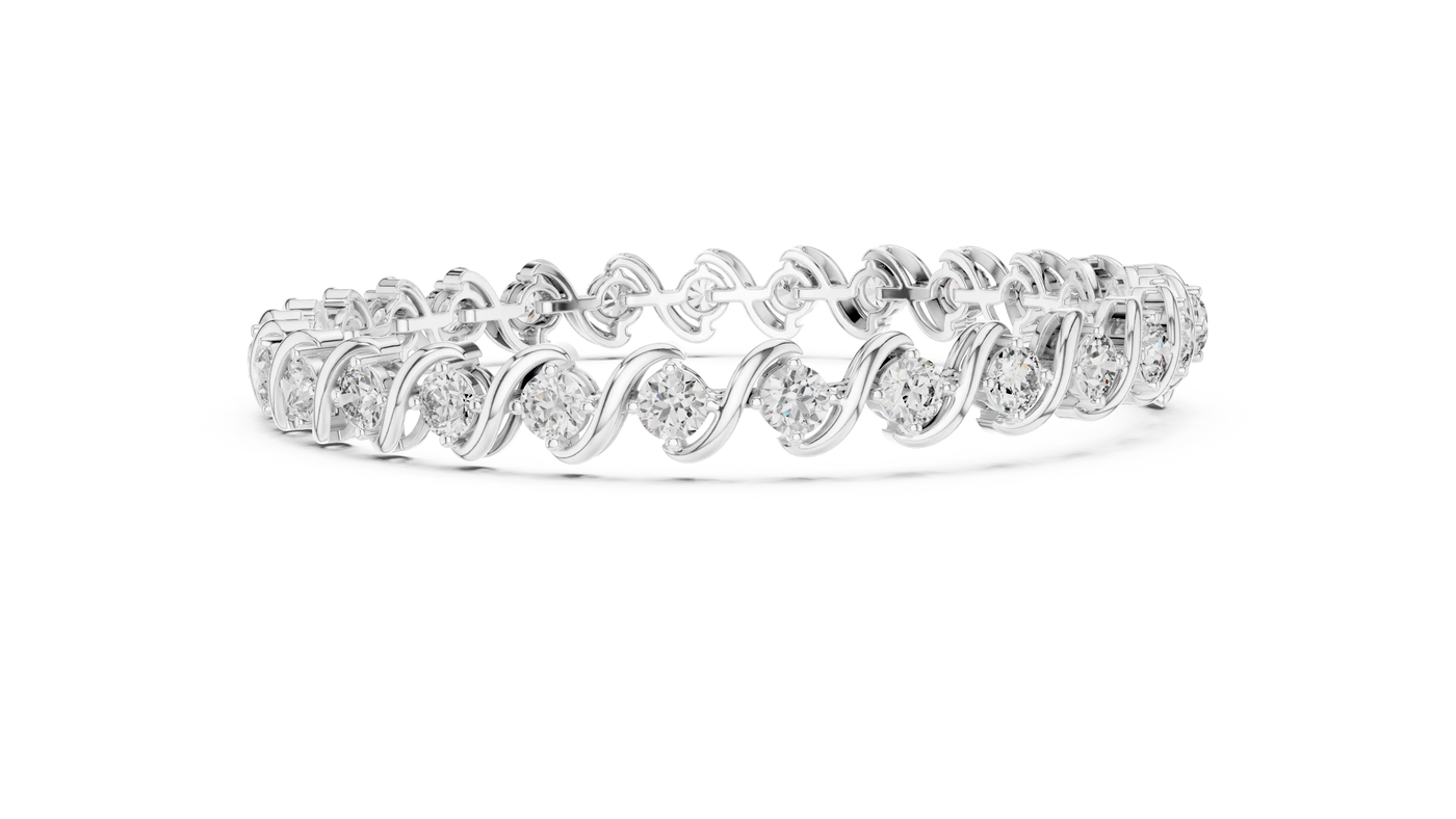 Front View: Round Diamond Tennis Bracelet with Prong Setting in 14k White Gold - Lab Grown - Driona Jewels
