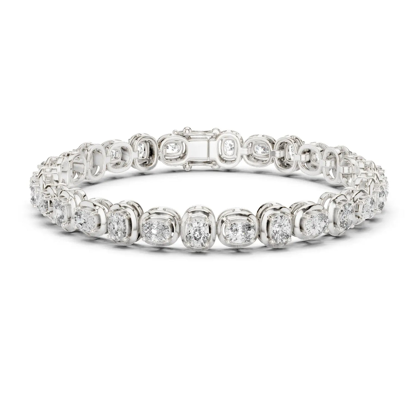 Front View: Round Diamond Tennis Bracelet with Prong Setting in 14k White Gold - Lab Grown - Driona Jewels