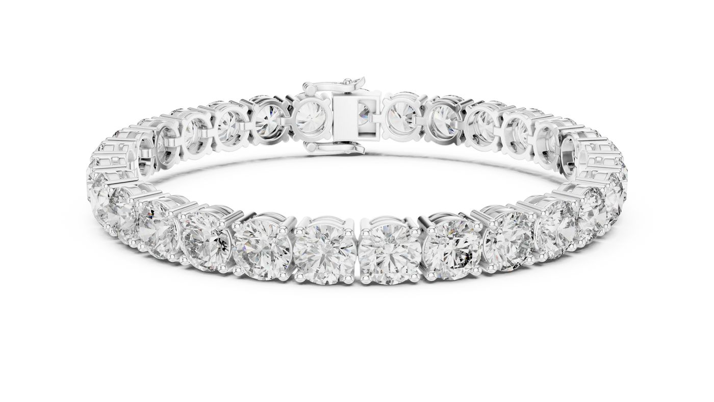 Top View: Round Diamond Tennis Bracelet with Prong Setting in 14k White Gold - Lab Grown - Driona Jewels