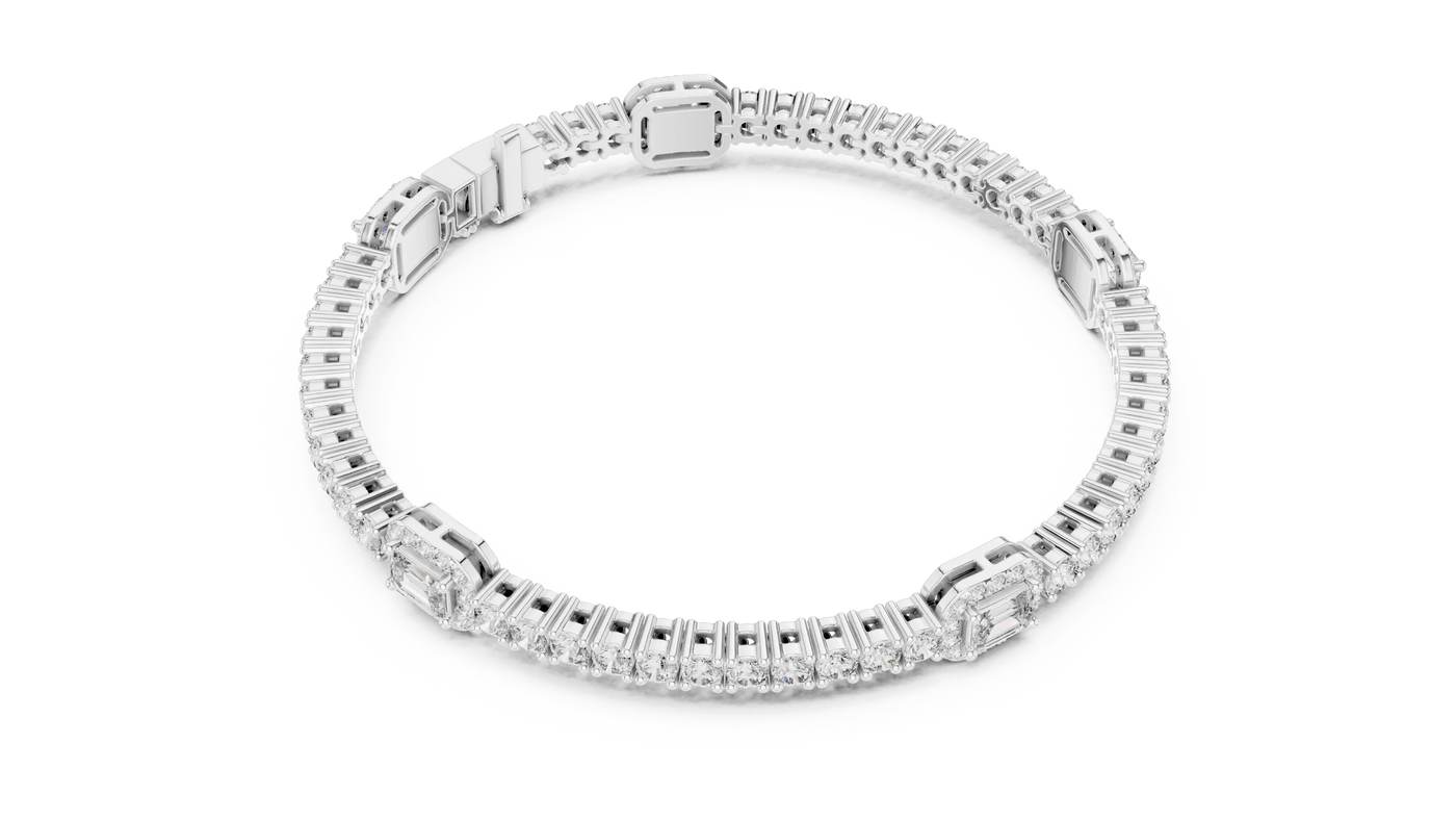 Top View: Round Diamond Tennis Bracelet with Prong Setting in 14k White Gold - Lab Grown - Driona Jewels
