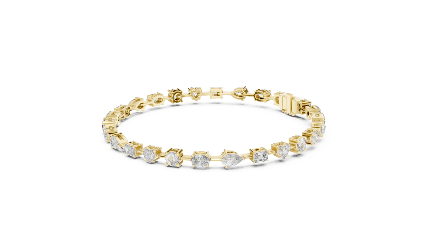 Front View: Round Diamond Tennis Bracelet with Prong Setting in 14k Yellow Gold - Lab Grown - Driona Jewels