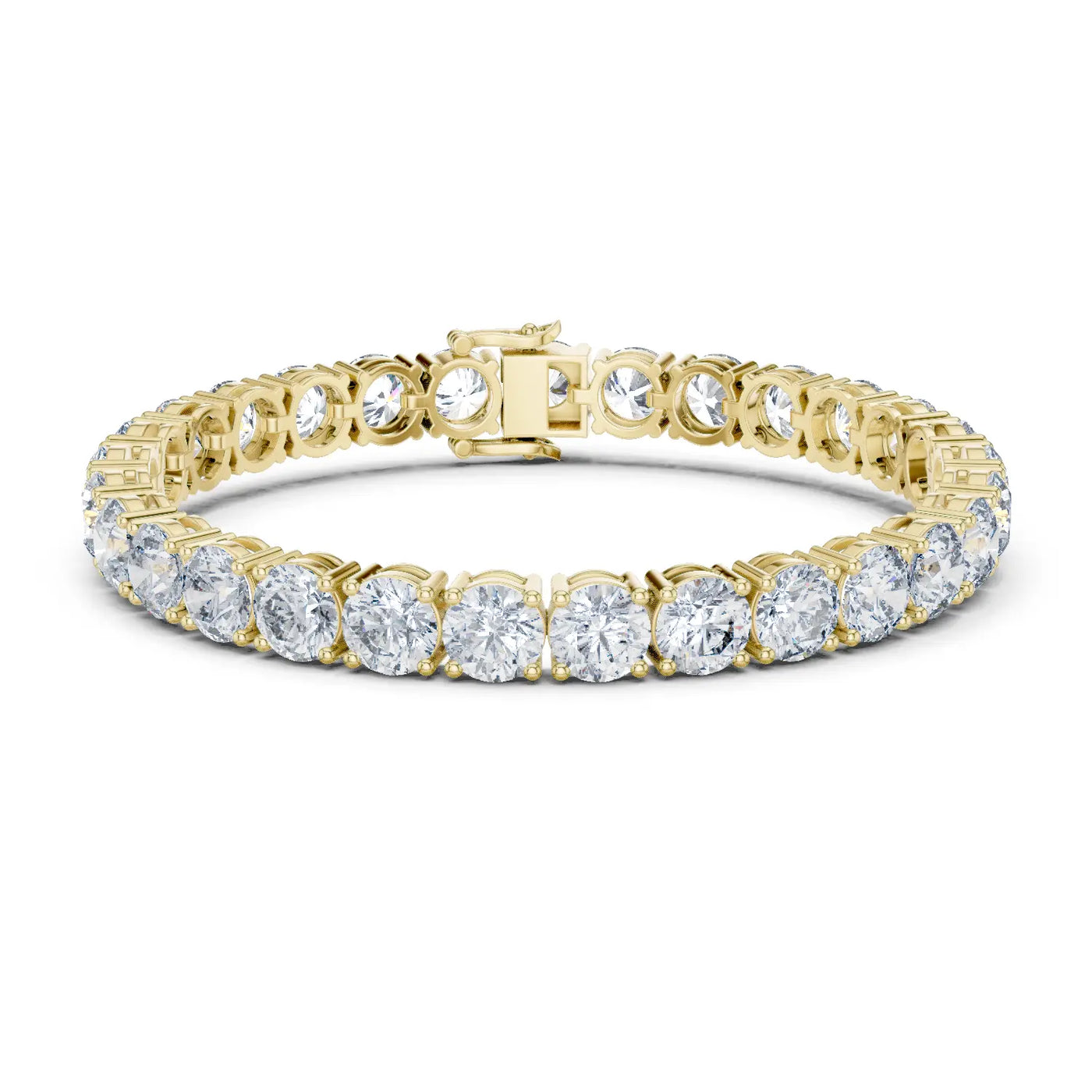 Front View: Round Diamond Tennis Bracelet with Prong Setting in 14k Yellow Gold - Lab Grown - Driona Jewels