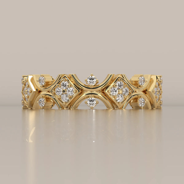 Side Profile: Round Diamond Eternity Band with Eternity Setting in Yellow Gold – Lab Grown – Driona Jewels