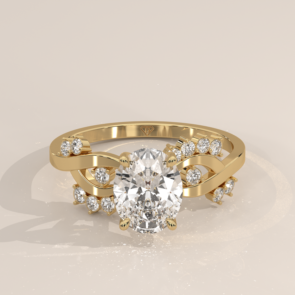 Oval Lab Grown Diamond Ring with Woven Infinity Shoulders