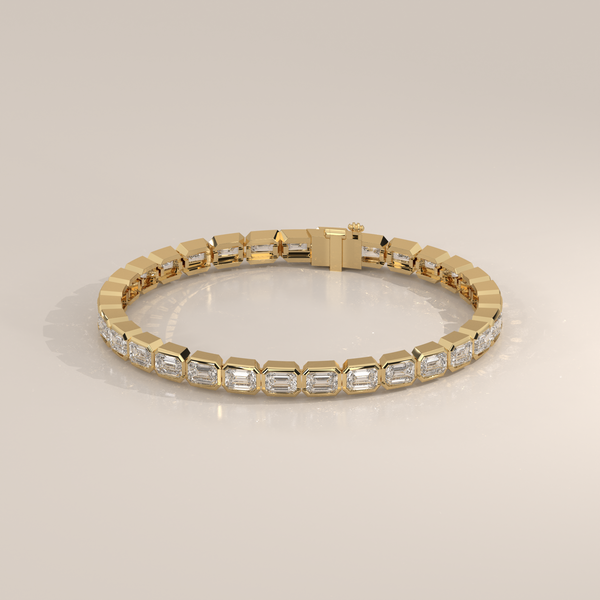 Emerald Cut Lab Grown Diamond Tennis Bracelet in Bezel Setting