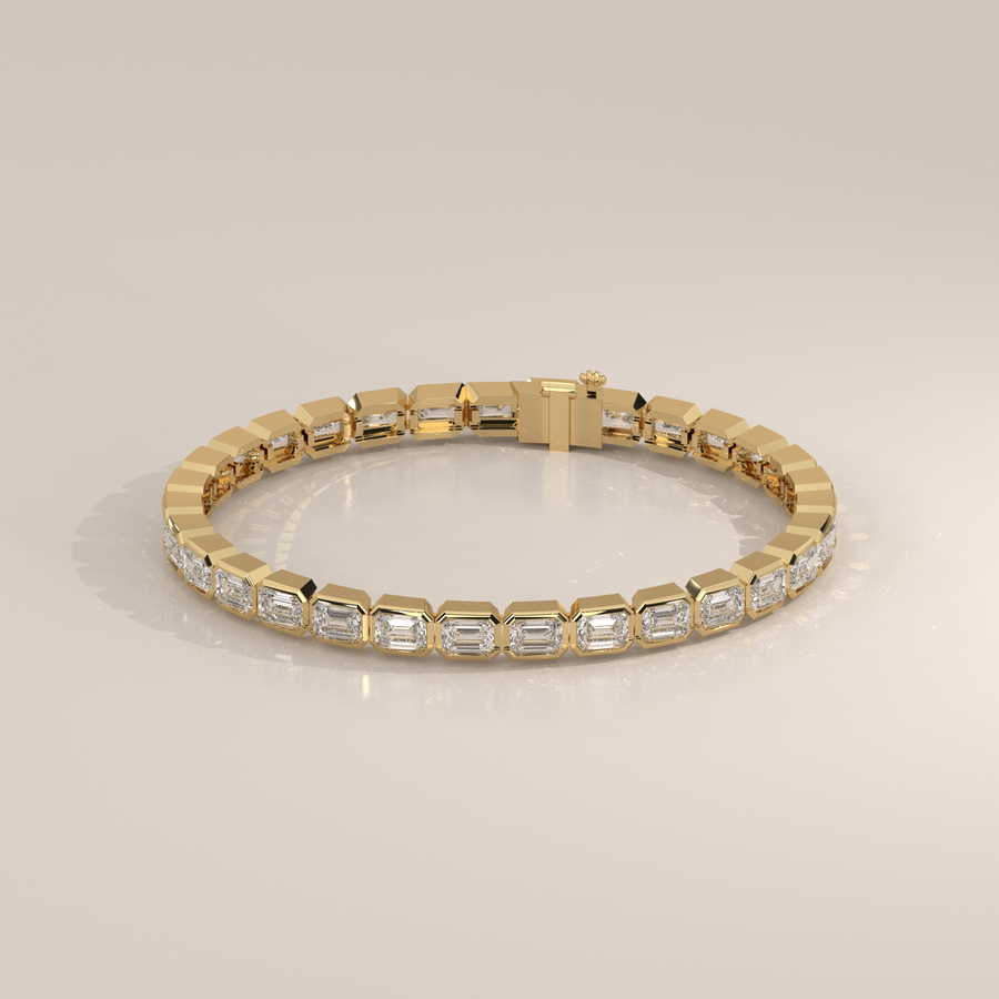 Emerald Cut Lab Grown Diamond Tennis Bracelet in Bezel Setting