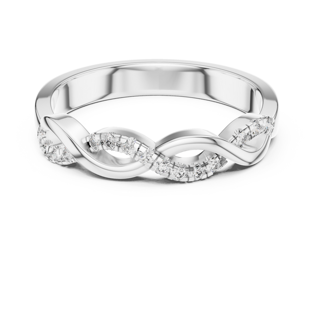 Infinity Diamond Wedding Band, Lab Grown Crossover Ring