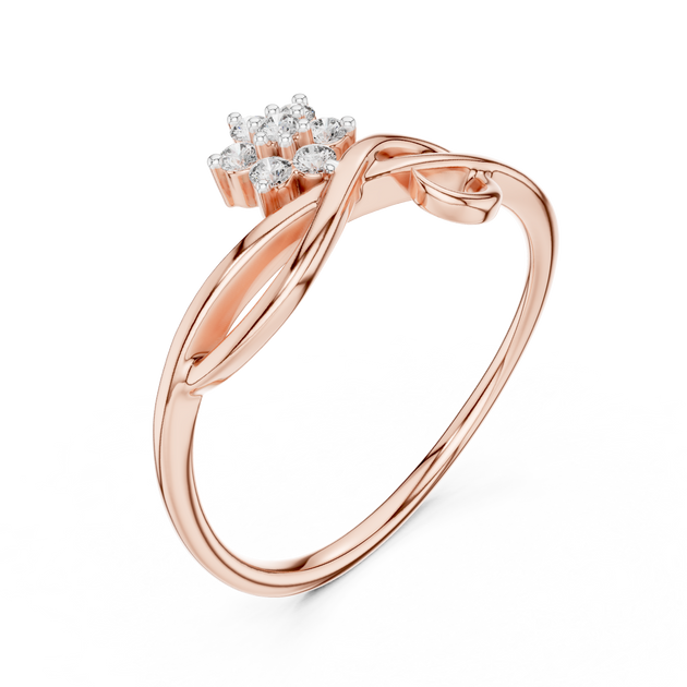 Driona Jewels Floral Diamond Cluster Bypass Ring in Gold for Women