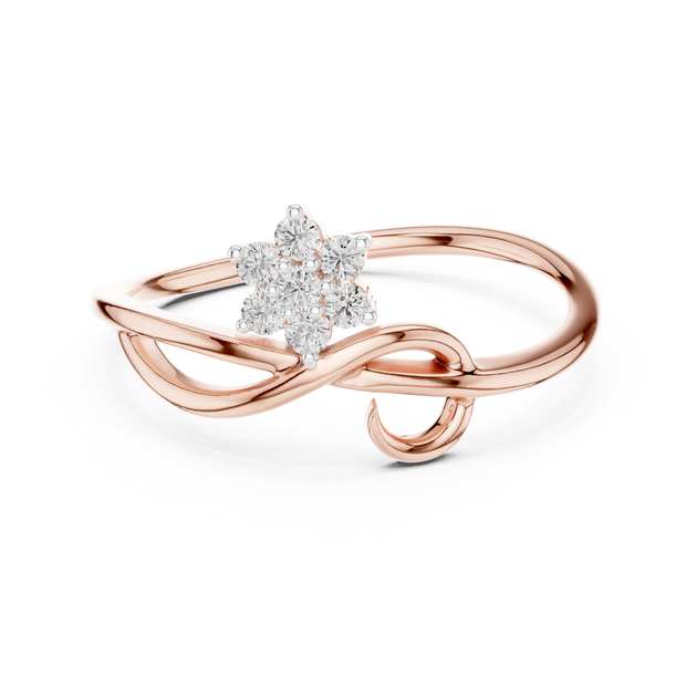 Driona Jewels Floral Diamond Cluster Bypass Ring in Gold for Women