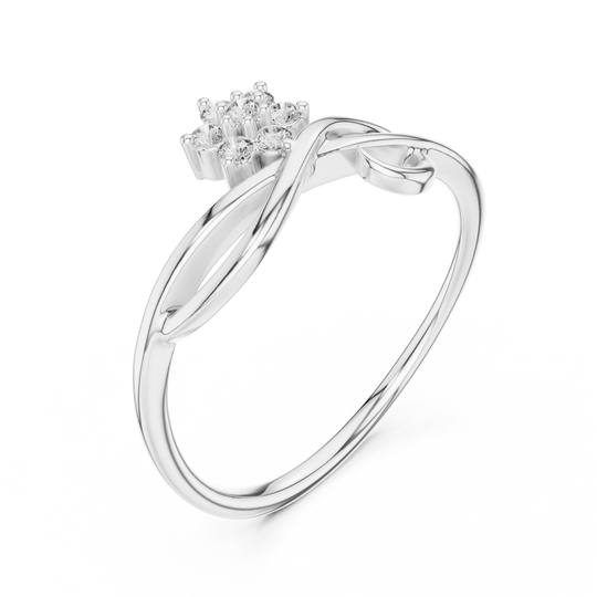 Driona Jewels Floral Diamond Cluster Bypass Ring in Gold for Women