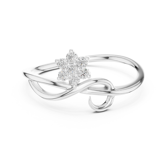 Driona Jewels Floral Diamond Cluster Bypass Ring in Gold for Women