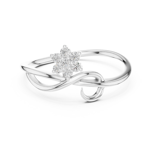 Driona Jewels Floral Diamond Cluster Bypass Ring in Gold for Women