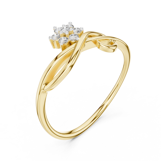 Driona Jewels Floral Diamond Cluster Bypass Ring in Gold for Women