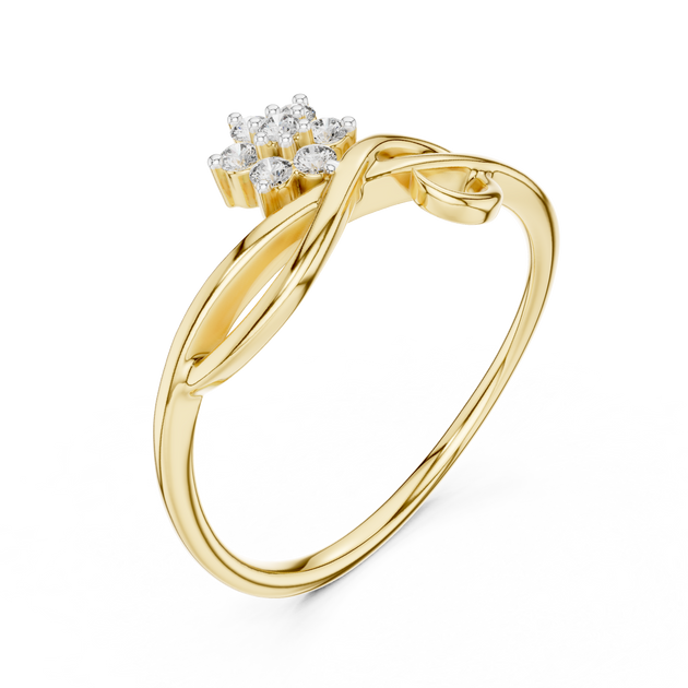 Driona Jewels Floral Diamond Cluster Bypass Ring in Gold for Women