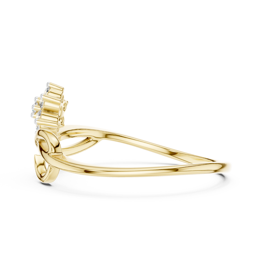 Driona Jewels Floral Diamond Cluster Bypass Ring in Gold for Women