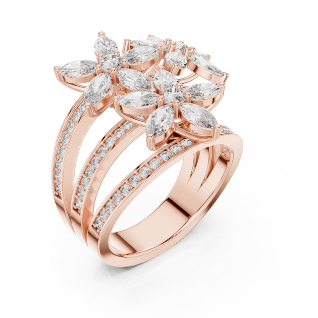 Driona Jewels Art Nouveau Marquise Cut Floral Diamond Engagement Ring