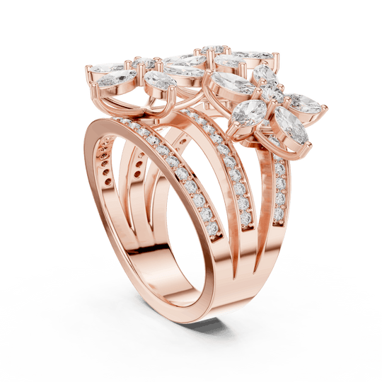 Driona Jewels Art Nouveau Marquise Cut Floral Diamond Engagement Ring