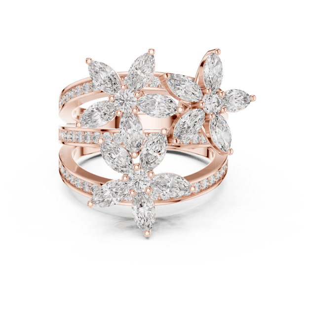 Driona Jewels Art Nouveau Marquise Cut Floral Diamond Engagement Ring
