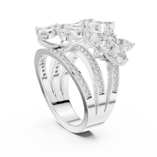 Driona Jewels Art Nouveau Marquise Cut Floral Diamond Engagement Ring