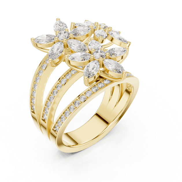 Driona Jewels Art Nouveau Marquise Cut Floral Diamond Engagement Ring
