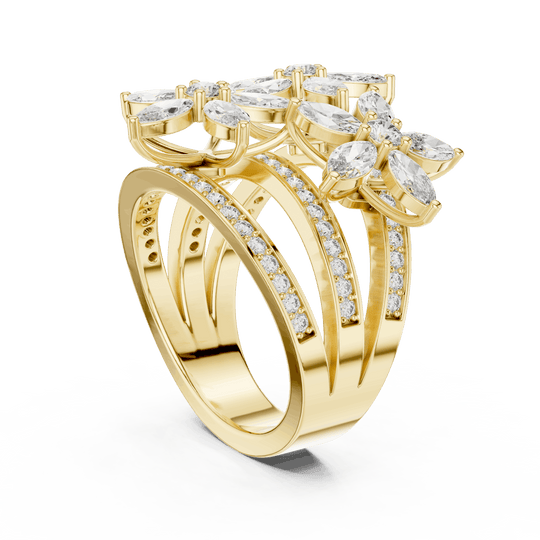 Driona Jewels Art Nouveau Marquise Cut Floral Diamond Engagement Ring