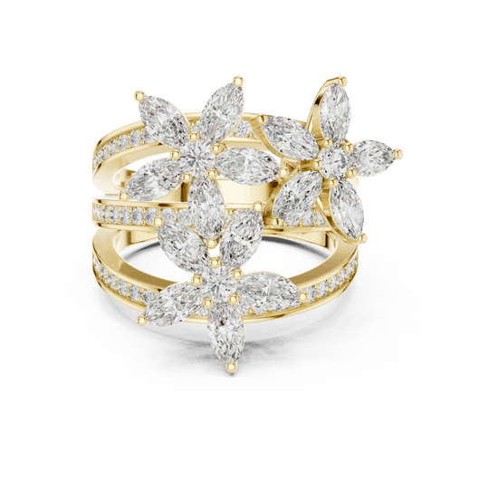 Driona Jewels Art Nouveau Marquise Cut Floral Diamond Engagement Ring