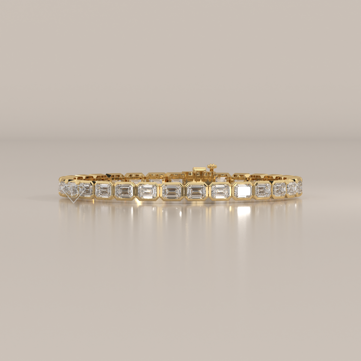 Emerald Cut Lab Grown Diamond Tennis Bracelet in Bezel Setting
