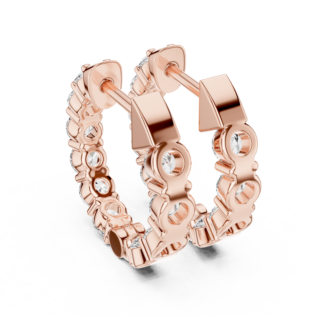 14k Gold Diamond Pav eHuggie Hoop Earrings for Wife