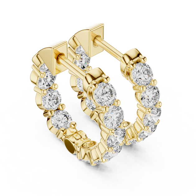 14k Gold Diamond Pav eHuggie Hoop Earrings for Wife