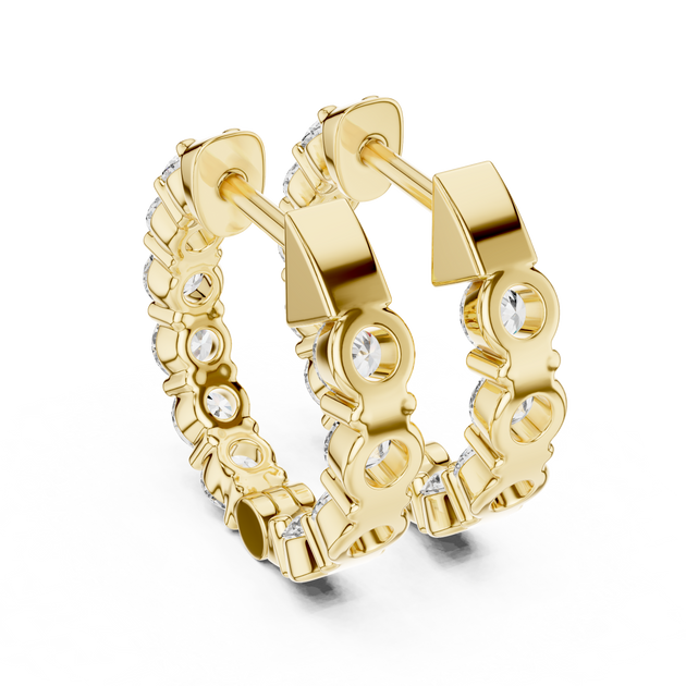 14k Gold Diamond Pav eHuggie Hoop Earrings for Wife