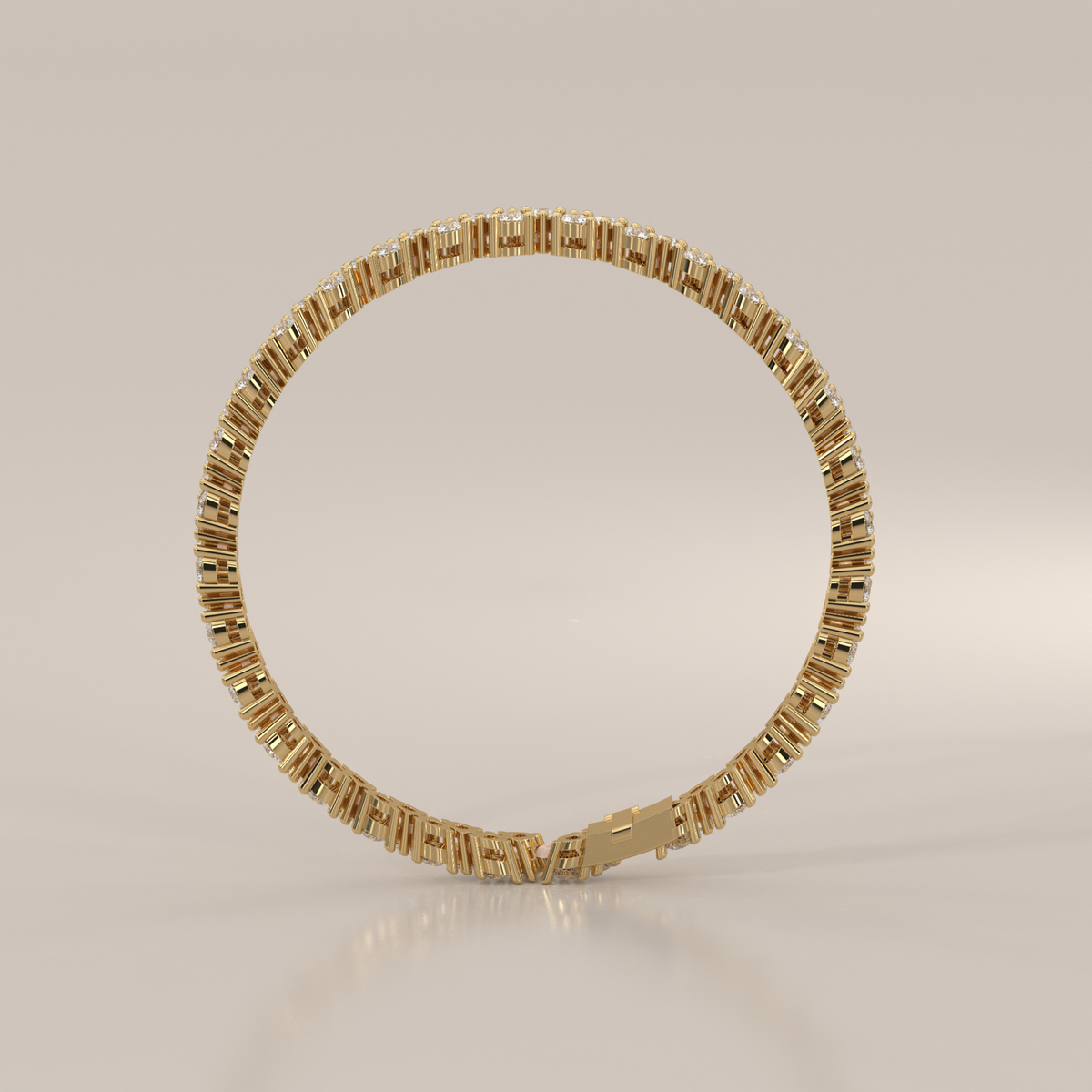 Round Lab Grown Diamond Tennis Bracelet with Scalloped Links
