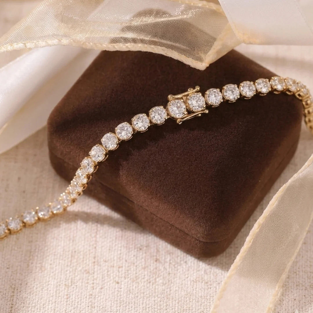 Round Prong Set Lab Grown Diamond Tennis Bracelet with Double Safety Clasp