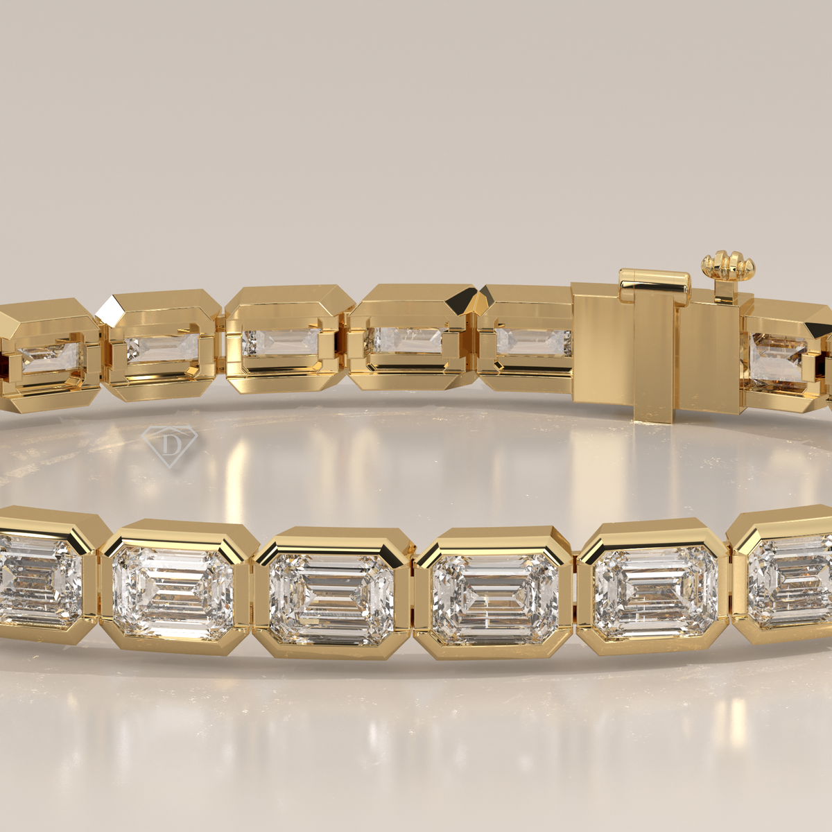 Emerald Cut Lab Grown Diamond Tennis Bracelet in Bezel Setting