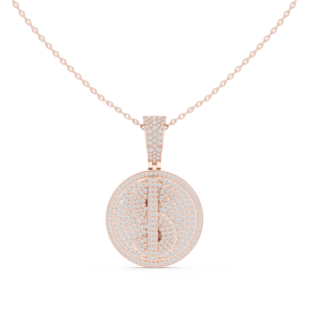 Iced Dollar Sign Diamond Medallion – 14K Rose Gold Pendant