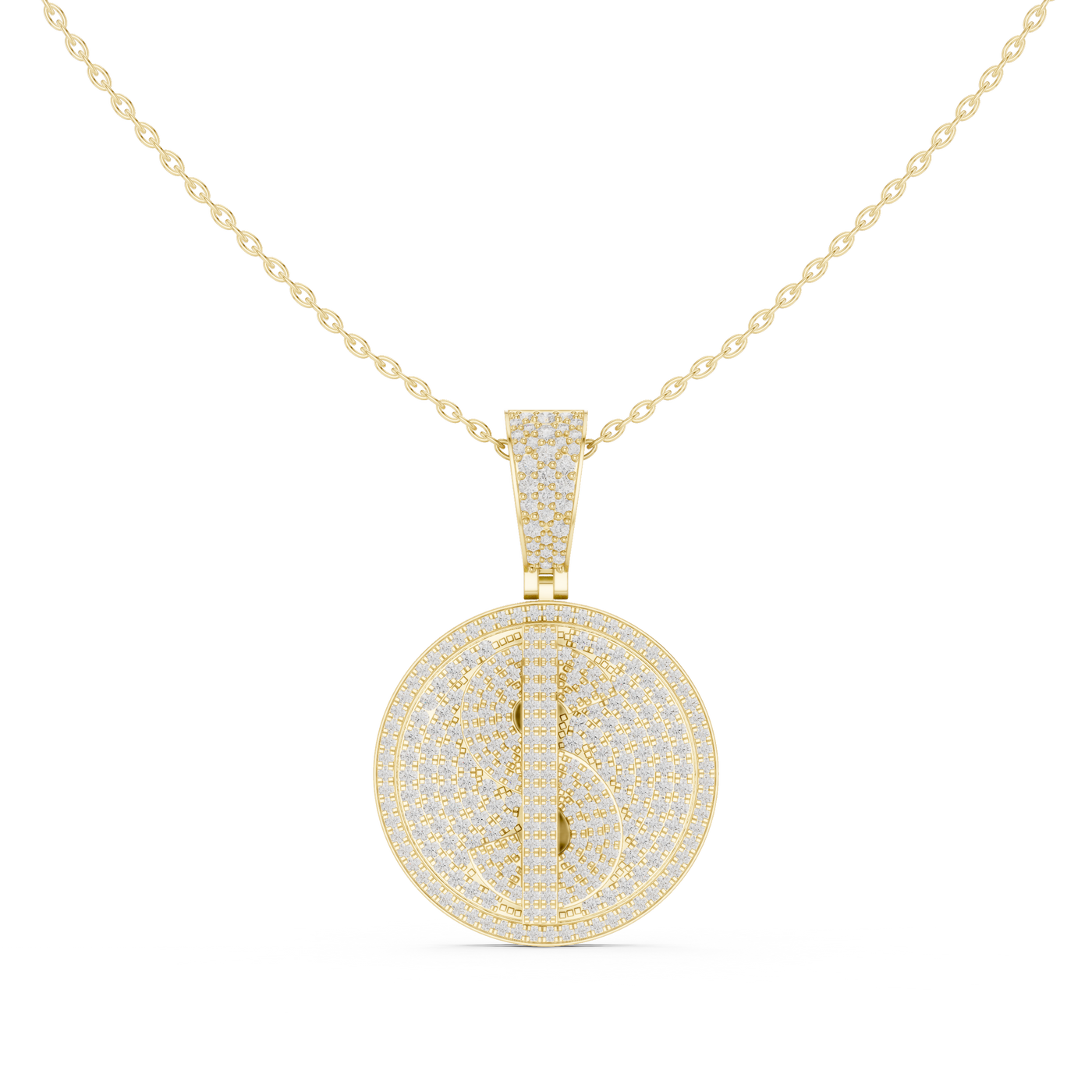 Iced Out Dollar Sign Lab Grown Diamond Medallion Pendant