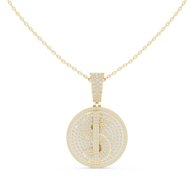 Iced Dollar Sign Diamond Medallion – 14K Rose Gold Pendant