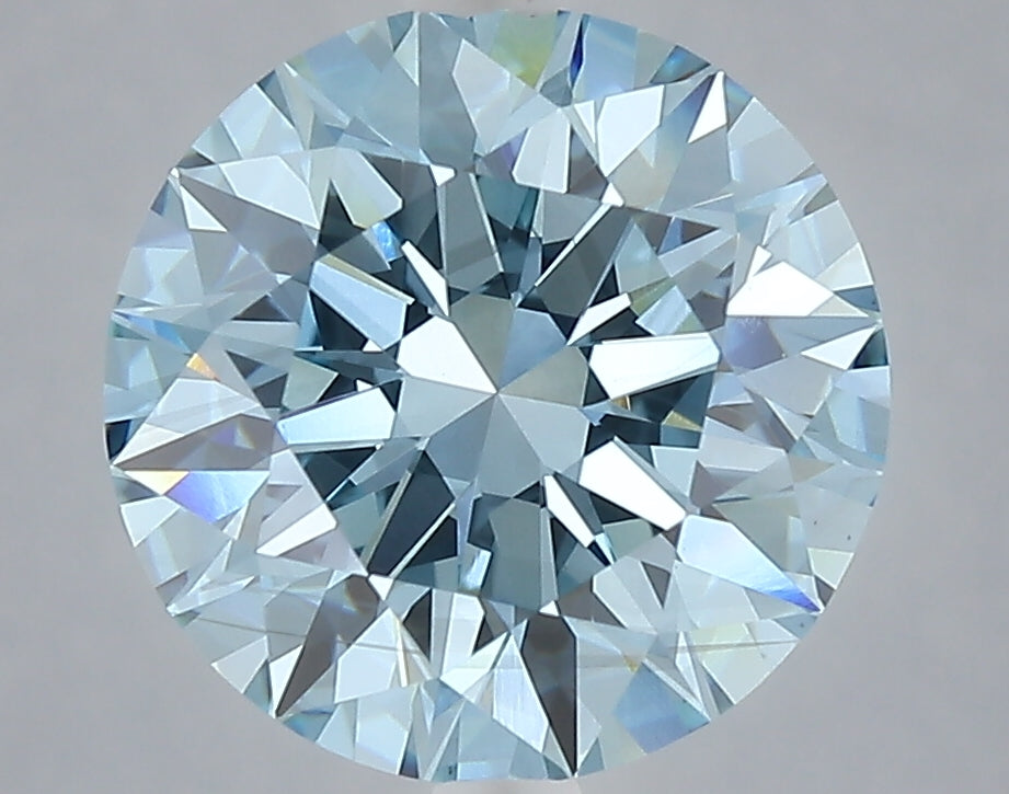 4.38 carat fancy vivid blue round lab grown diamond VS2 clarity
